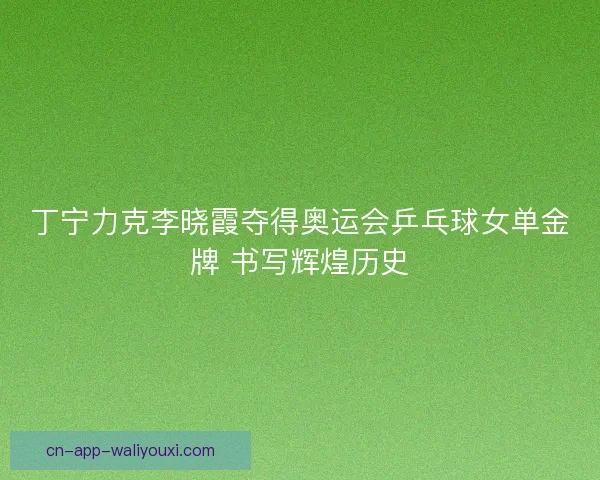 丁宁力克李晓霞夺得奥运会乒乓球女单金牌 书写辉煌历史