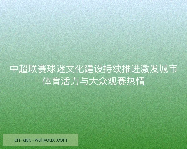 中超联赛球迷文化建设持续推进激发城市体育活力与大众观赛热情 中超联赛球迷文化建设持续推进激发城市体育活力与大众观赛热情