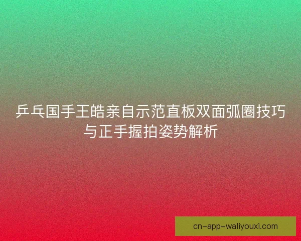 乒乓国手王皓亲自示范直板双面弧圈技巧与正手握拍姿势解析 乒乓国手王皓亲自示范直板双面弧圈技巧与正手握拍姿势解析